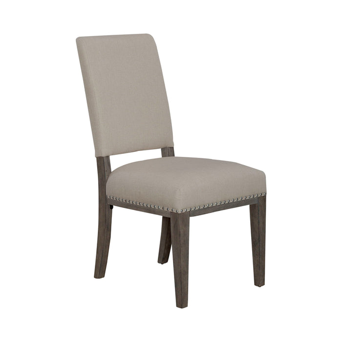 Westfield - 5 Piece Pedestal Table Set (Upholstered Side Chairs) - Havana Brown