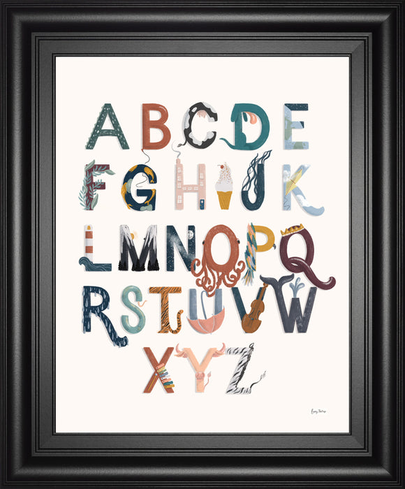 Alphabet A To Z By Becky Thorns - Framed Print Wall Art - White