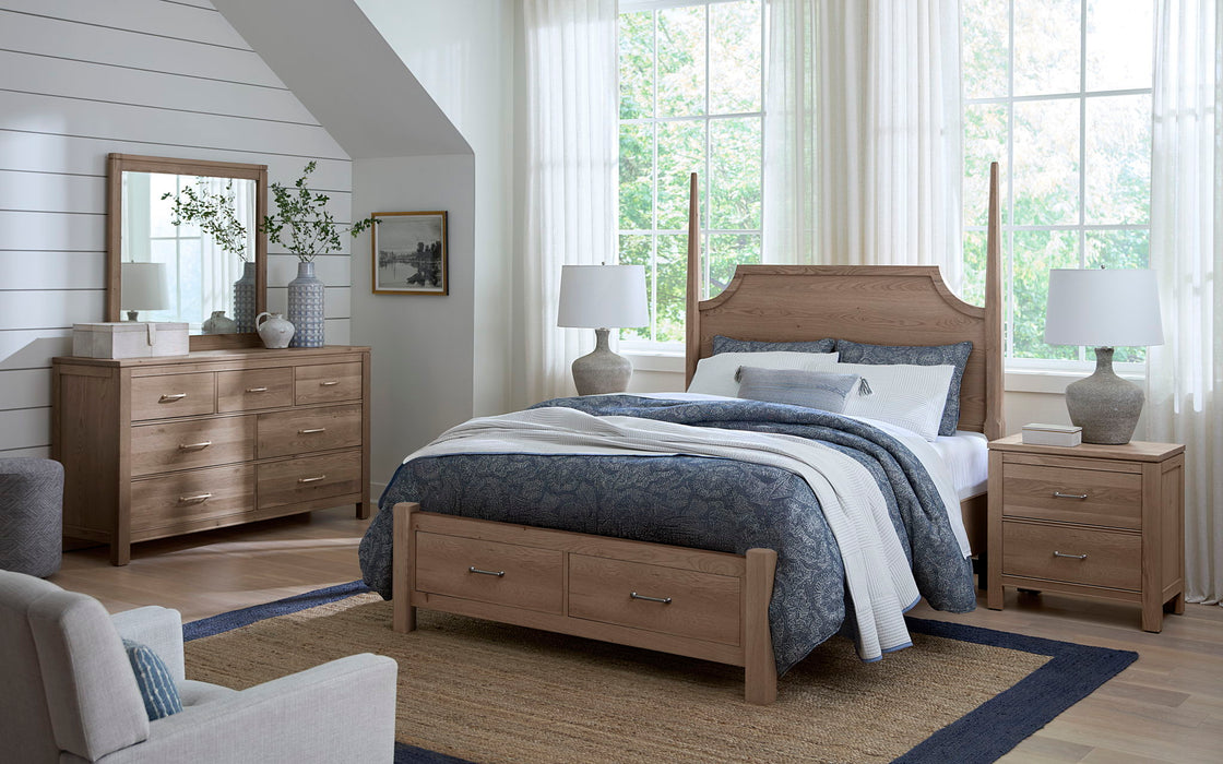 Tide & Timber - Queen Pencil Post Storage Bed - Gray Oak