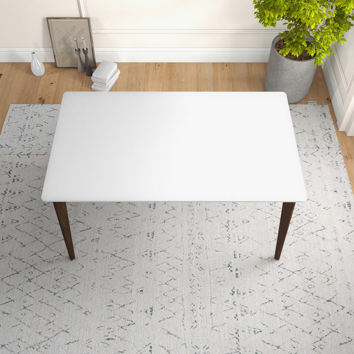 Lindsey - Mid-Century Modern Solid Wood White Top Dining Table - White