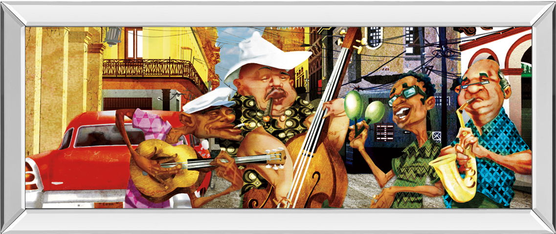 Habana's Band By By Perez - Mirrored Frame Wall Art - Yellow