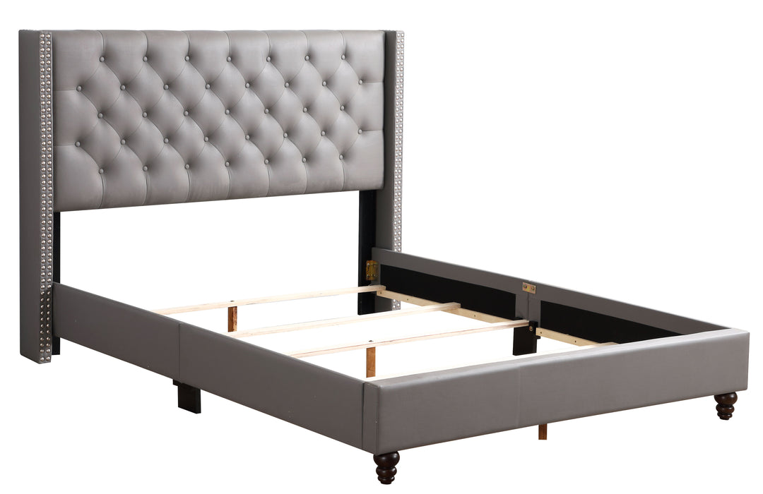 Julie - G1912-QB-UP Queen Upholstered Bed - Gray