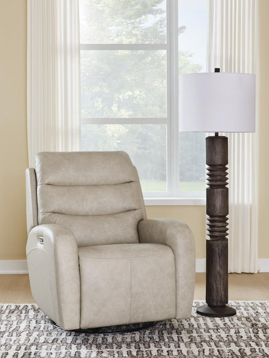Motion-Max - Swivel Glider Power Recliner - Stonewash