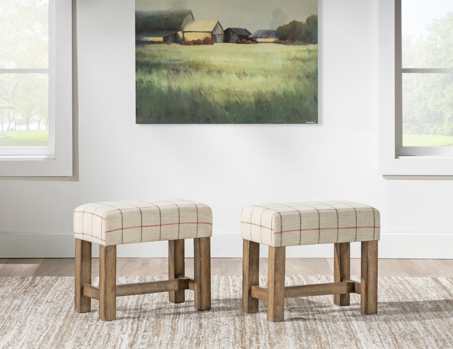 Vintage Market - Upholstered Stool - Barnwood Oak