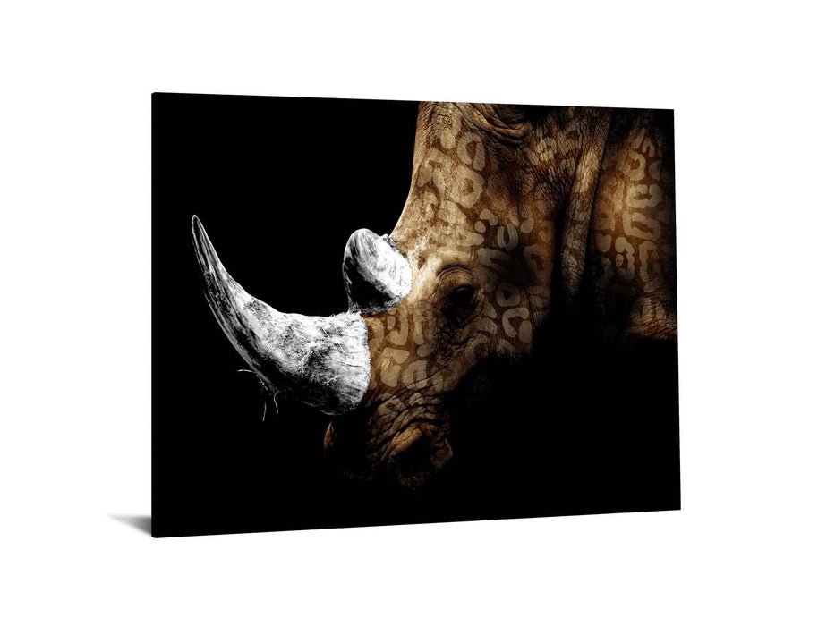 Floating Tempered Glass With Foil Rhinoceros - Black