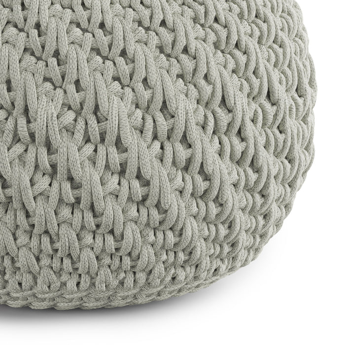 Nisi - Round Knitted Outdoor / Indoor Pouf - Light Grey