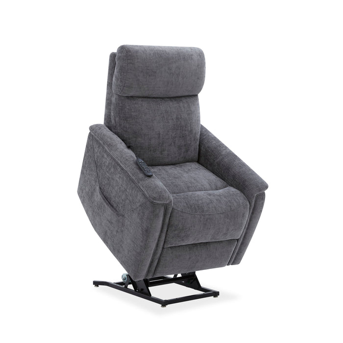 Luma Petite - Power Lift Recliner With Power Headrest, Lumbar, Heat & Massage - Dark Gray