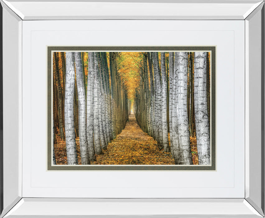 Tree Farm By Cahill - Mirror Framed Print Wall Art - Yellow