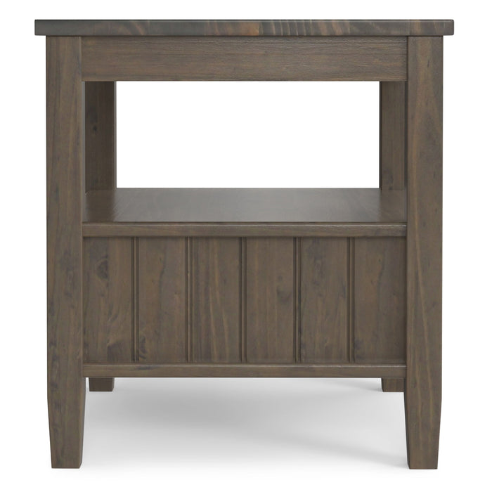 Lev - End Table with Bottom Drawer - Smoky Brown