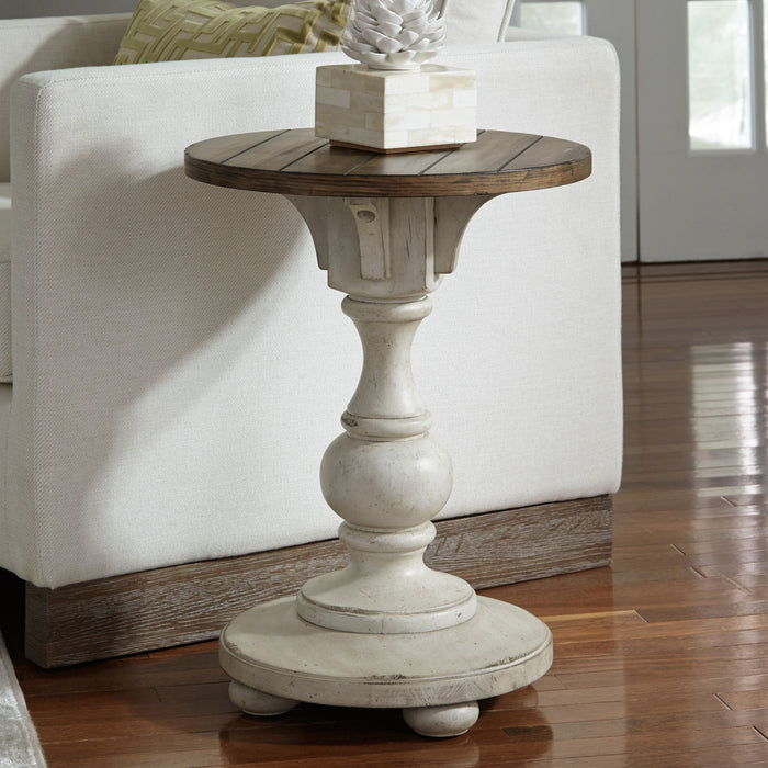 Morgan Creek - Chair Side Table - Antique White / Wirebrushed Tobacco Accents