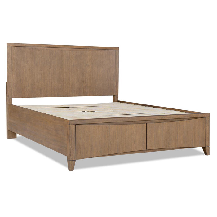 Horizons - Complete Panel Bed With Storage Footboard - Tweed