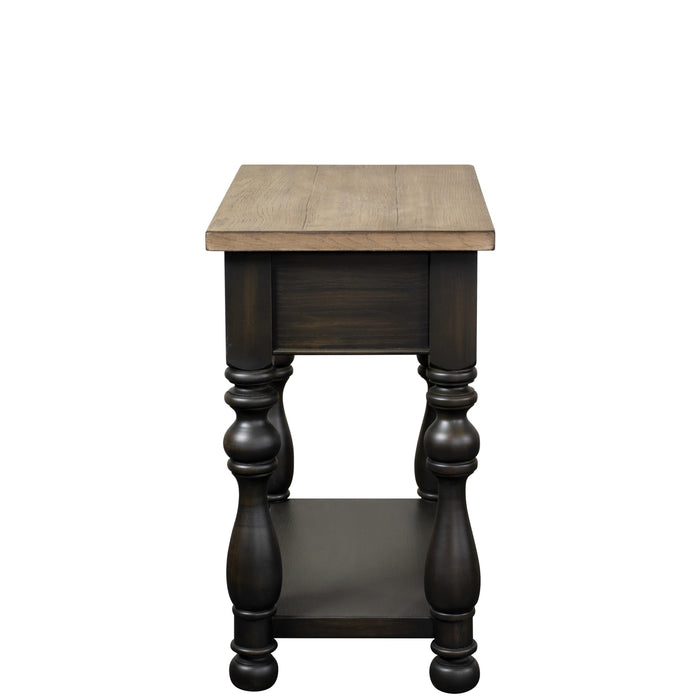 Barrington Two Tone - Chairside Table - Antique Oak / Matte Black