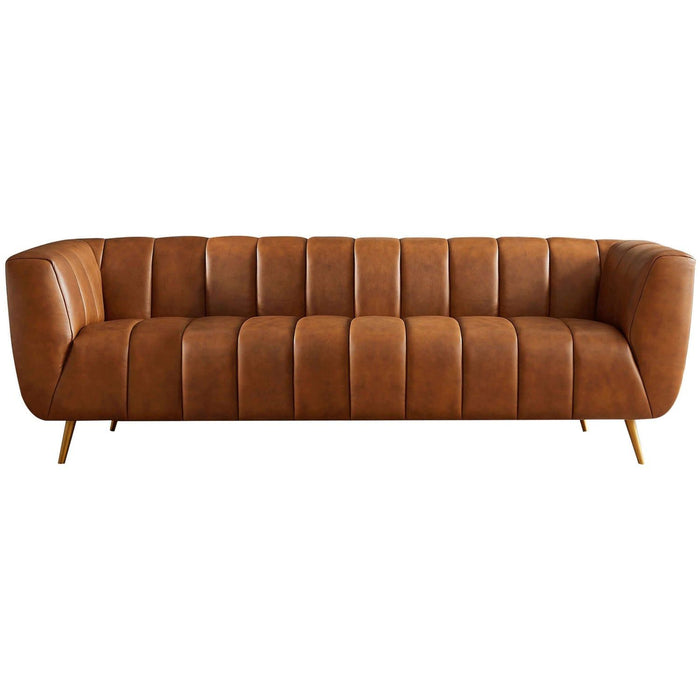 LaMattina - Genuine Italian Leather Channel Tufted Sofa
