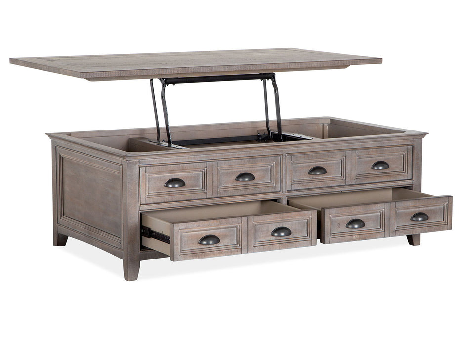 Paxton Place - Lift Top Storage Cocktail Table With Casters - Dovetail Grey