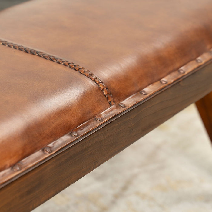 Chad - Leather Bench - Light Brown