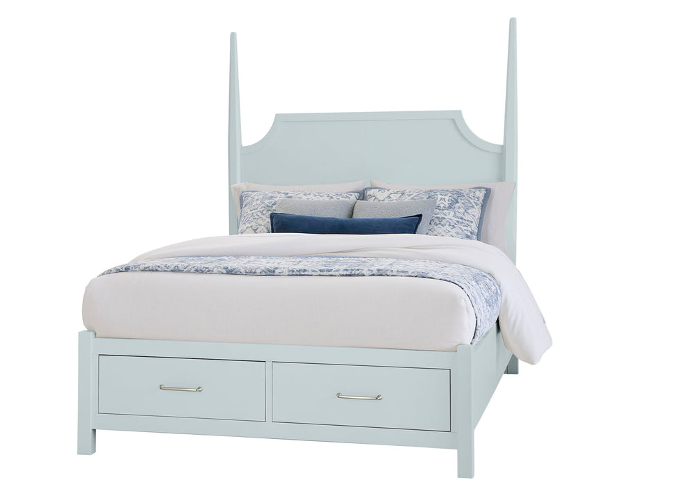 Tide & Timber - Queen Pencil Post Storage Bed - Blue Maple