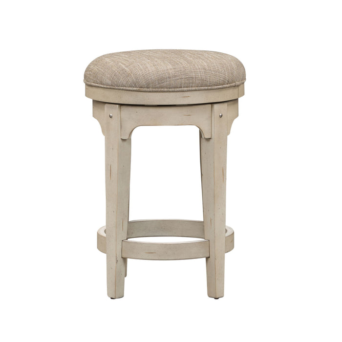 Morgan Creek - Console Swivel Stool - Antique White / Wirebrushed Tobacco Accents