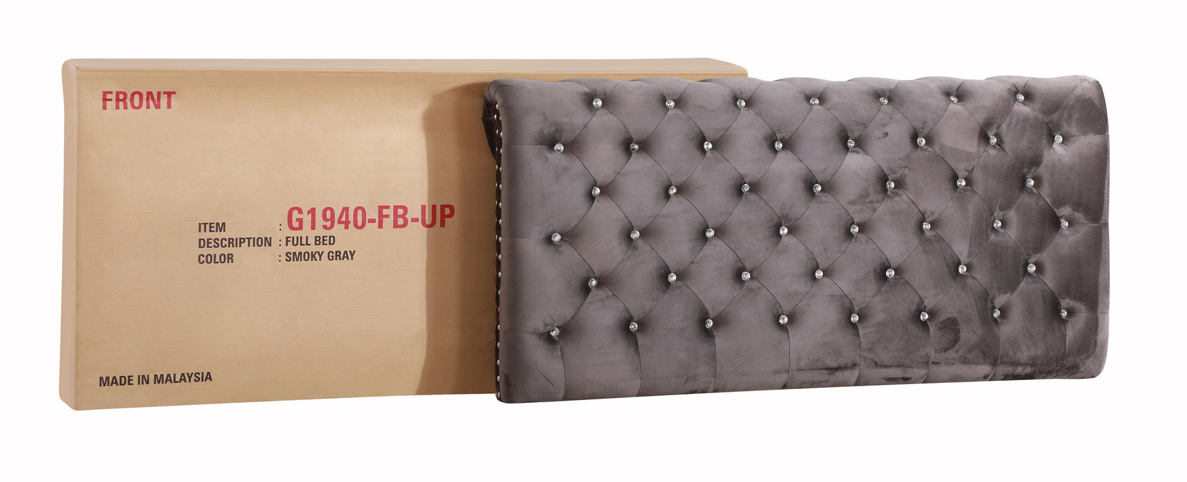 Maxx - G1940-QB-UP Tufted Upholstered Bed - Gray