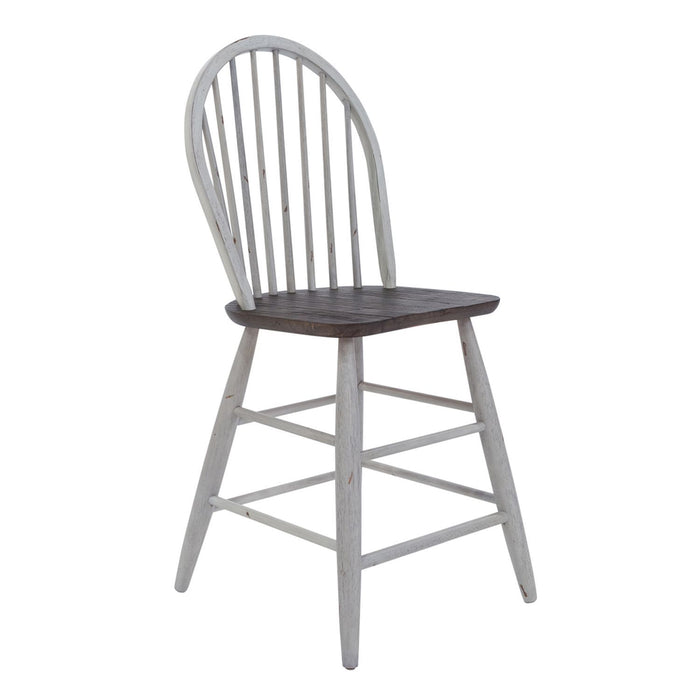 Farmhouse - 5 Piece Gathering Table Set - Two Tone White / Wood Tone