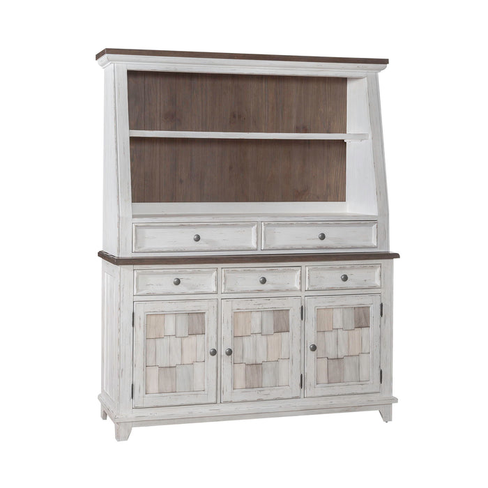 River Place - Server & Hutch - Riverstone White & Tobacco