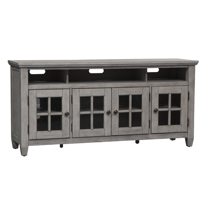Heartland - Entertainment TV Stand - Antique White / Tobacco Tops