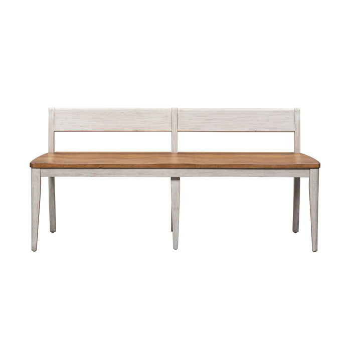 Farmhouse Reimagined - Bench - Antique White / Chestnut Tops