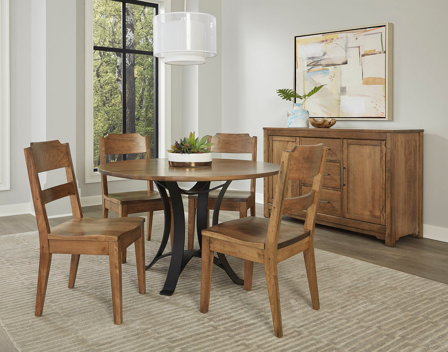 Crafted Cherry - Round Dining Table With Metal Pedestal