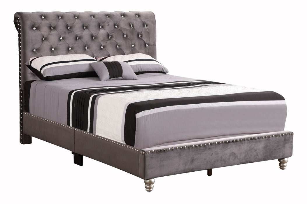 Maxx - G1940-QB-UP Tufted Upholstered Bed - Gray