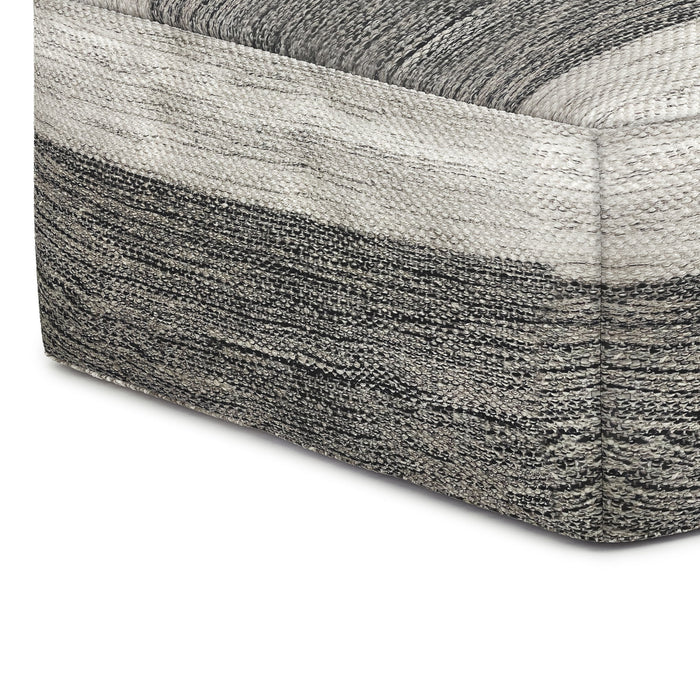 Mathis - Square Woven Outdoor / Indoor Pouf - Grey / White