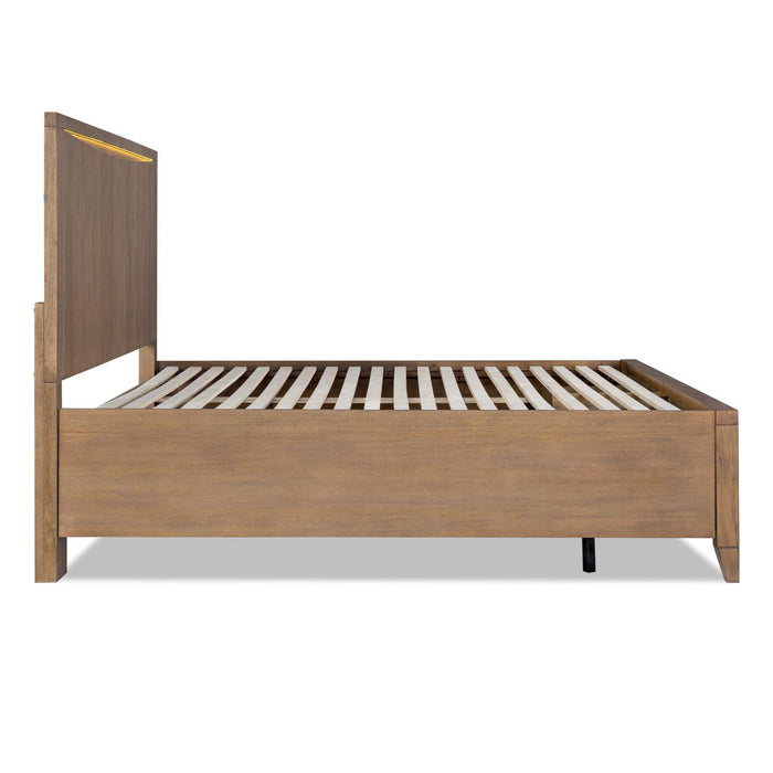 Horizons - Complete Panel Bed With Storage Footboard - Tweed