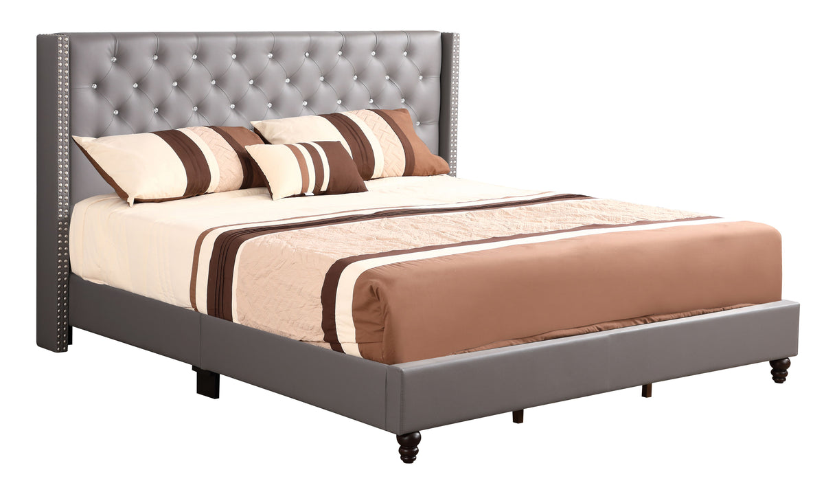 Julie - G1912-KB-UP King Upholstered Bed - Gray