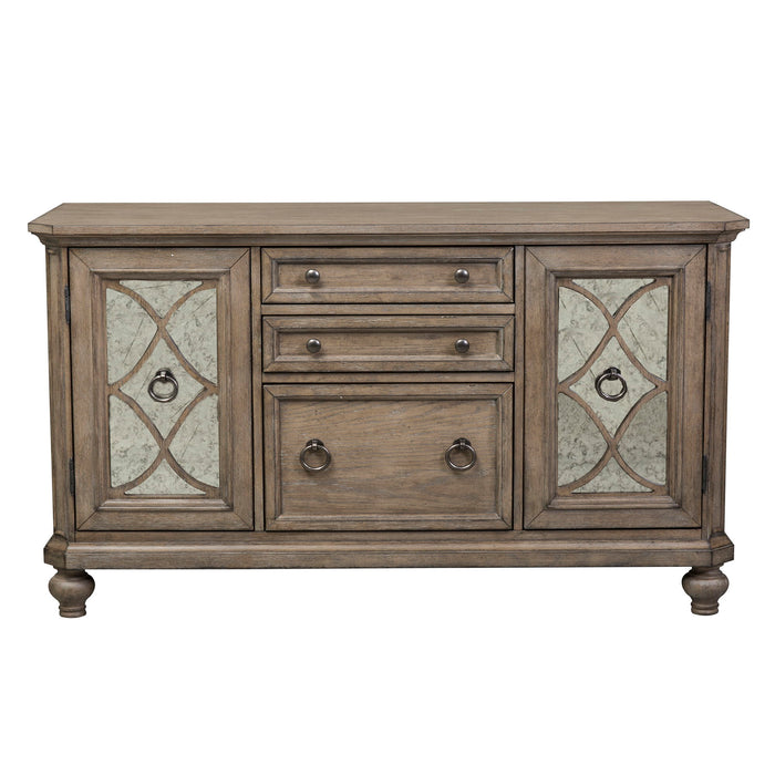 Simply Elegant - 3 Piece Home Office Set (Desk & Hutch Set) - Heathered Taupe