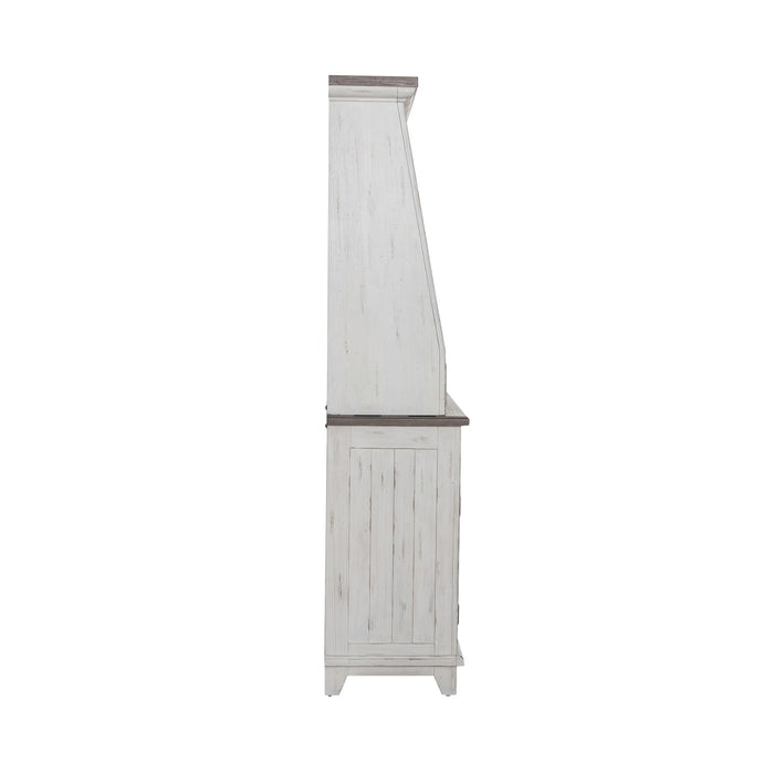 River Place - Server & Hutch - Riverstone White & Tobacco