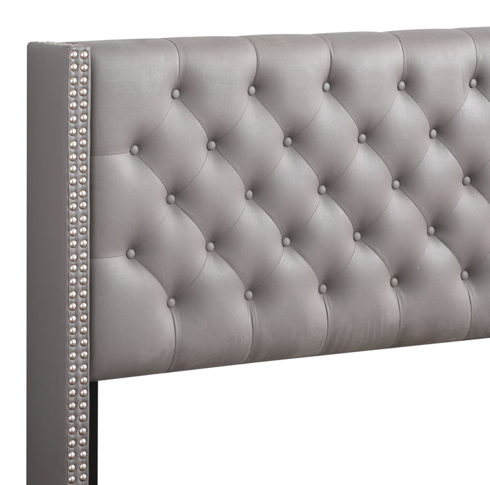 Julie - G1912-QB-UP Queen Upholstered Bed - Gray