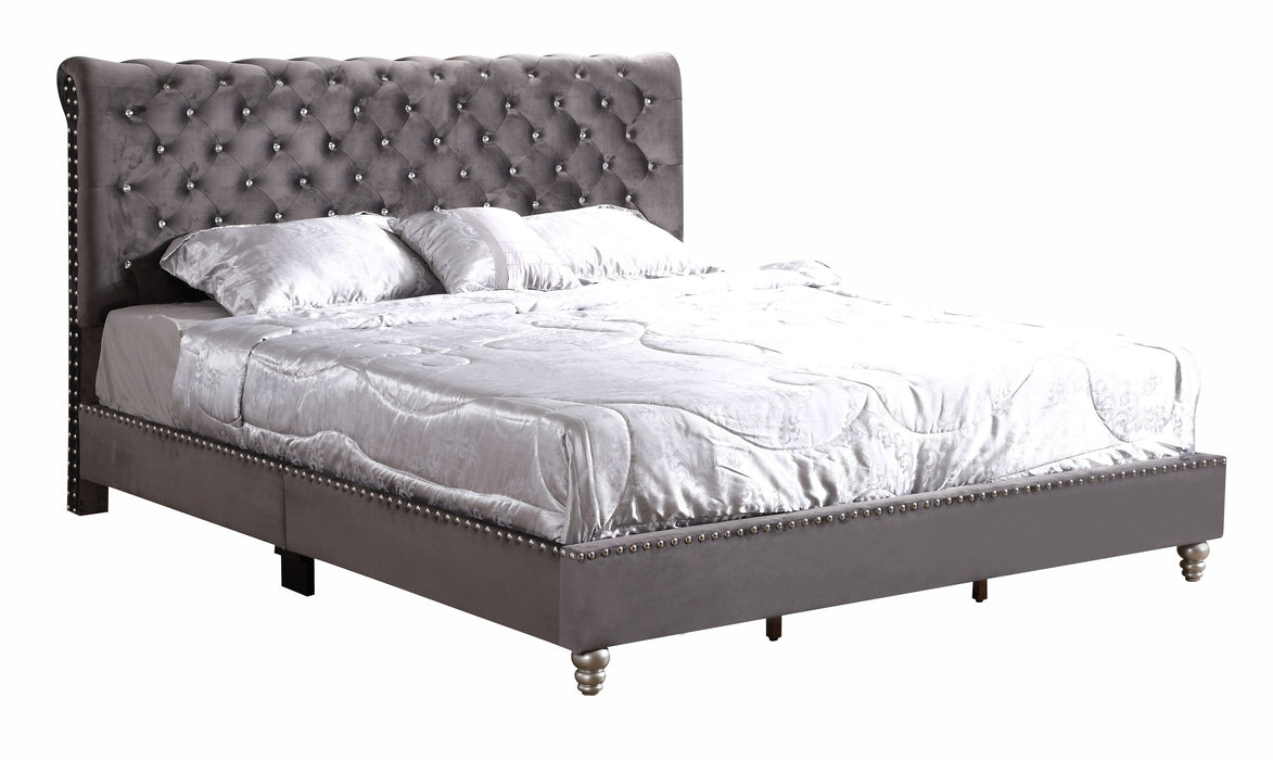 Maxx - G1940-KB-UP Tufted Upholstered Bed - Gray