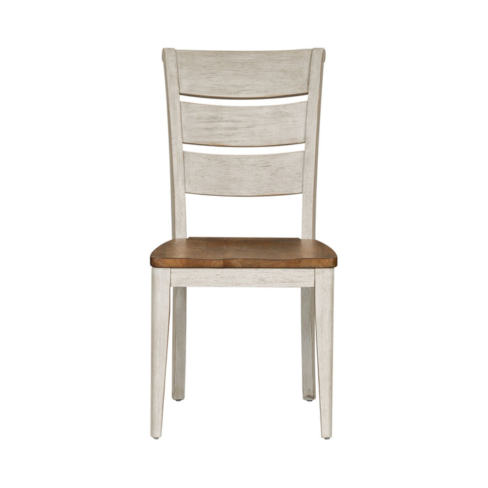 Farmhouse Reimagined - Ladder Back Side Chair - Antique White / Chestnut Tops