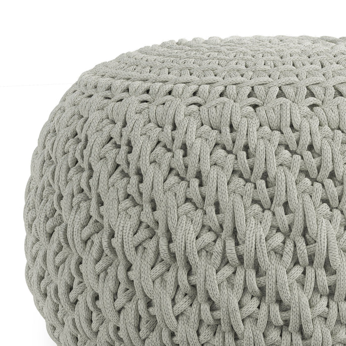 Nisi - Round Knitted Outdoor / Indoor Pouf - Light Grey
