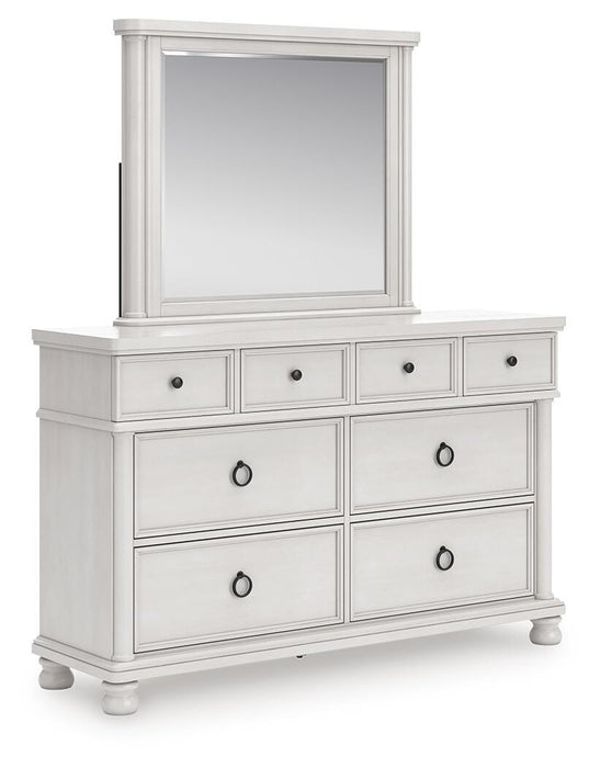 Rowlenstown - 3 Pc. - Queen Poster Bed, Dresser And Mirror - Antique White