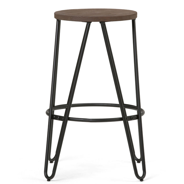 Simeon - 26" Metal Counter Height Stool with Wood Seat (Set of 2)