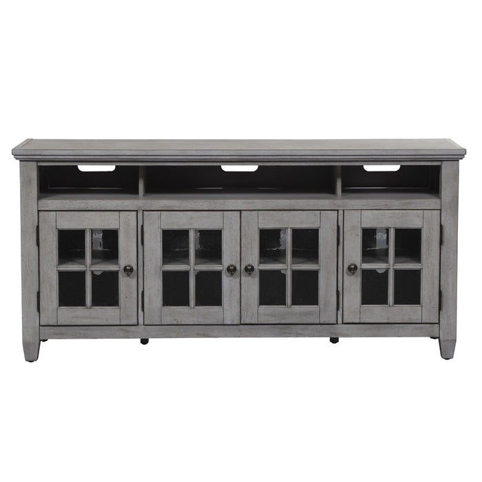 Heartland - Entertainment TV Stand - Antique White / Tobacco Tops