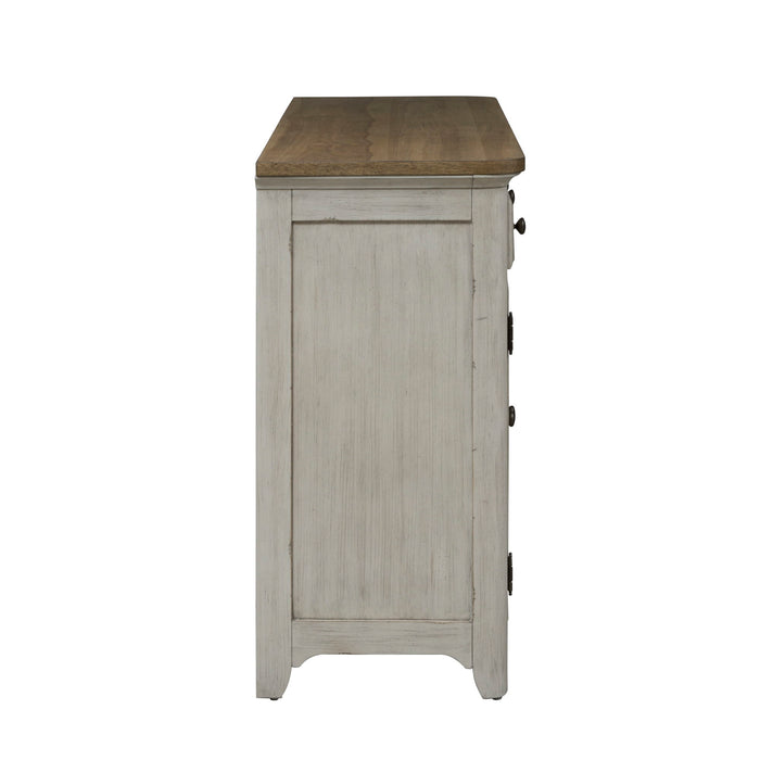 Farmhouse Reimagined - Server - Antique White / Chestnut Tops