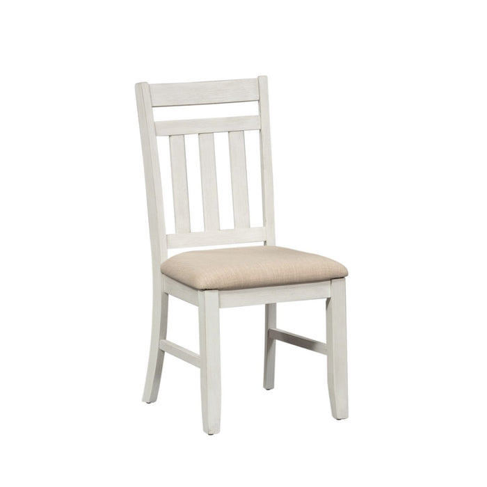 Summerville - Slat Back Side Chair - Soft White Wash / Wirebrushed Gray