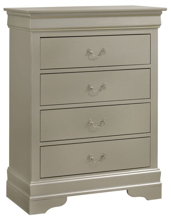 Louis Phillipe - G3103-BC 4 Drawer Chest - Silver Champagne