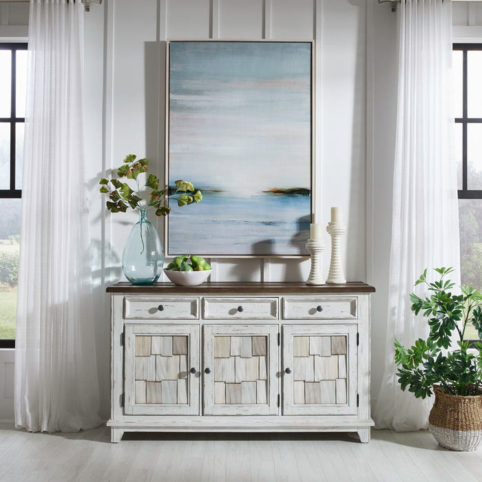 River Place - Accent Server - Riverstone White & Tobacco