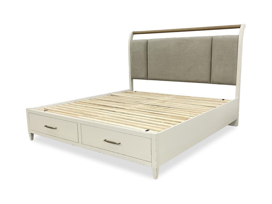Reflections - Complete Upholstered Sleigh Bed With Storage Footboard