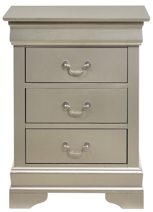 Louis Phillipe - G3103-3N 3 Drawer Nightstand - Silver Champagne
