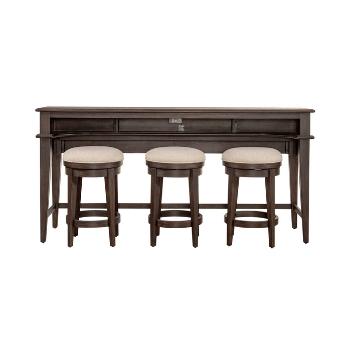 Mill Creek - 4 Piece Console Set (Bar Console & 3 Stools) - Peppercorn