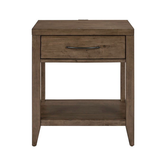 Shaker Lakes - Open Nightstand With Charging Station - Harvest Brown
