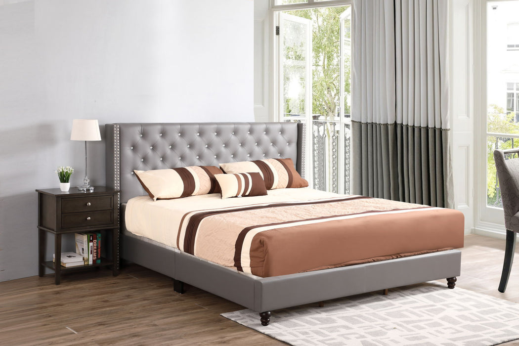 Julie - G1912-KB-UP King Upholstered Bed - Gray