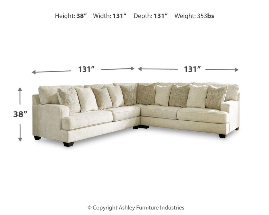 Rawcliffe - Left Arm Facing Sofa 3 Pc Sectional - Parchment